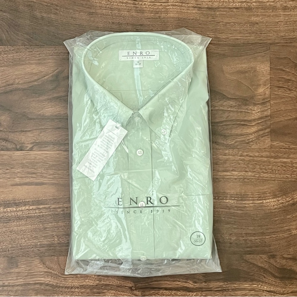Enro Long Sleeve Shirt Mint Green Button Up Non Iron Men’s Size 18 NWT - Picture 5 of 6